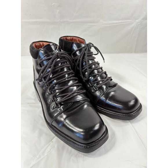 Gucci Black Leather Combat Lace Up Ankle Boots Women's Size 6 - Picture 1 of 16